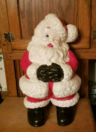 Vintage Large Ceramic Winking Santa Claus Almost 14 Inches Tall