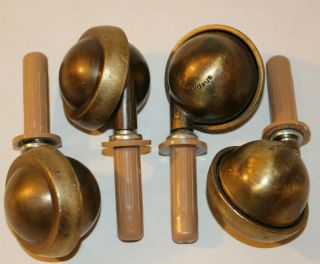 Vintage Shepherd Brass Swivel Ball Sphere Caster Wheels Set Of 4