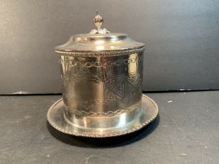 James Dixon & Sons English Antique Victorian Silver Plate Biscuit Barrel Jar