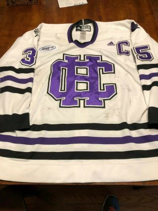 Holy Cross Home Game Worn Hockey Jersey 35 Adidas 58 W/ " C " Namebars Not