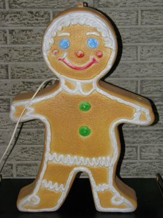 Vintage Gingerbread Man Girl Blow Mold Union Products Christmas 24 " Double Sided