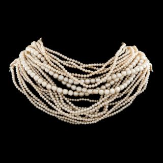 Antique Vintage Art Deco Retro 14k Rose Gold Faux Pearl 18 Strand HUGE Necklace 2