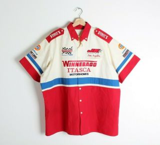 Vintage Orndorff Eckman Winnebago Drag Racing Pit Crew Button Front Shirt Sz Xxl
