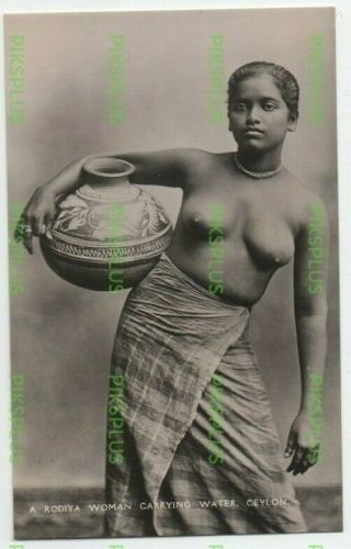 Old Ethnic Postcard Native Nude Lady Ceylon Asia Real Photo Vintage 1930s