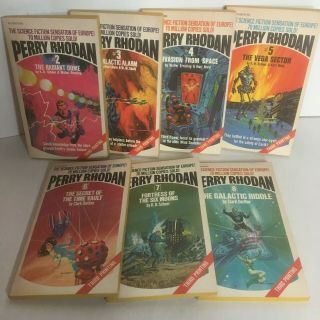 Set Of 7 Perry Rhodan Vintage Sci Fi Novels 2 - 8 In Series All 3rd Printings