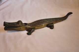 Vintage Large Brass Alligator Or Crocodile Nutcracker 14 1/2 " In Length