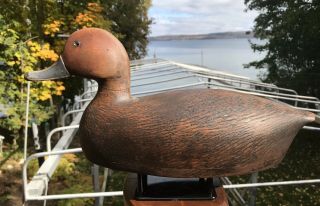Vintage Morris Boat Drake Redhead Duck Decoy Hollow Carved Ontario