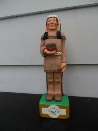 Signed Hand Carved Wood Cigar Store Figure Tobacco Advertising Statue 11 "