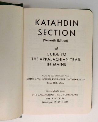 1969 Katahdin Section of Guide To The Appalachian Trail In Maine with 2 Maps 3