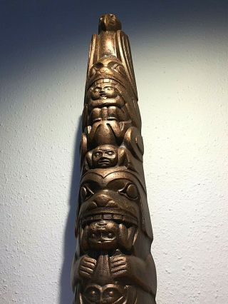 Vintage North West Coast Totem Pole Carving Resin Cast Cool Rare Art Sculpture
