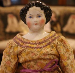 Antique C1860 13 " Flat Top China Head Doll W/nice Outfit