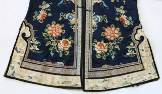 Antique Chinese Embroidered Silk ROBE with Flowers and Butterflies 3