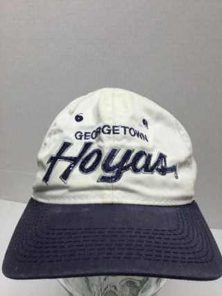 Vintage Georgetown Hoyas Ncaa Snapback Hat Cap Blue Script One Size Fits All Vtg
