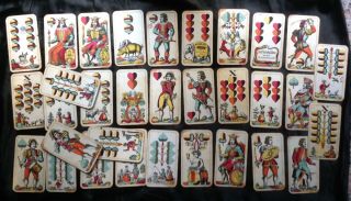 Rare Complete C1890 Antique Austrian Vienna Piatnik Tarot Playing Cards 32/32