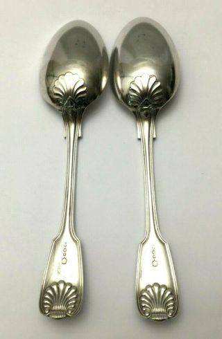 A Antique Vintage Silver Plated Serving Spoons Old English Shell Pattern