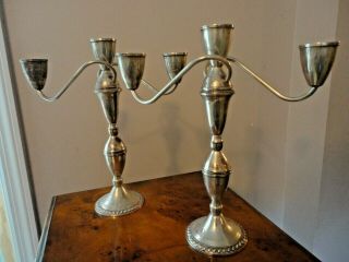 2 Sterling Silver Candelabra Duchin Creation Candle Stick Holders - 3 Light