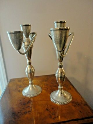 2 STERLING SILVER Candelabra Duchin Creation Candle Stick Holders - 3 Light 2