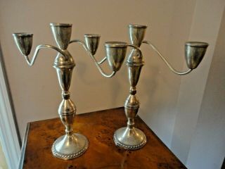 2 STERLING SILVER Candelabra Duchin Creation Candle Stick Holders - 3 Light 3