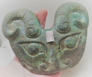 Very Interesting Ancient Near Eastern Bronze Facemask Ram Head Form