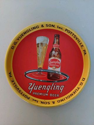 Vintage Yuengling Lager Premium 13 " Metal Beer Tray White Label Mid - Century