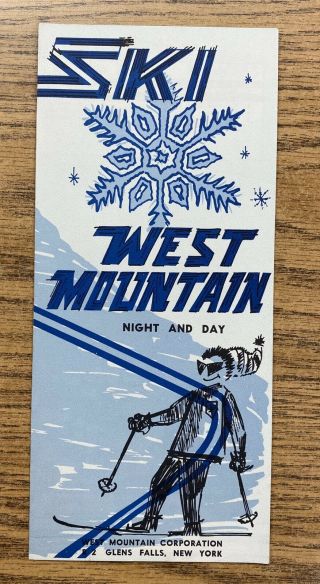 West Mountain Vintage 1960s Ski Brochure Trail Map York Travel Souvenir