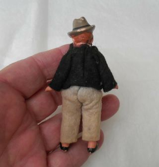 Dollhouse Figural Dad in Flannel Jacket and Trousers,  Molded Hat,  Vintage 2