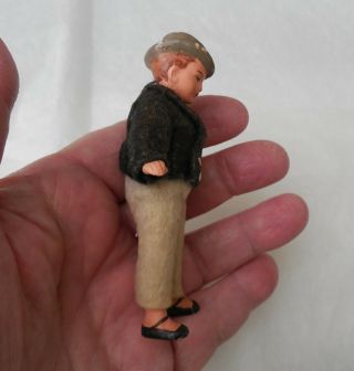 Dollhouse Figural Dad in Flannel Jacket and Trousers,  Molded Hat,  Vintage 3