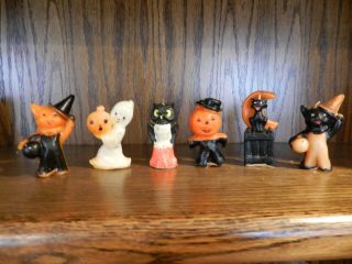 Vintage Gurley Halloween Candles - Set Of 6 - Cats,  Ghost,  Owl,  Pumpkin