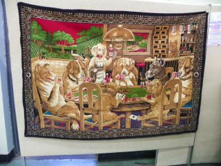 Vintage Dogs Playing Poker Large Tapestry Wall Hanging 56 " X 39 "