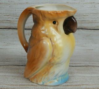 Vintage Czechoslovakia Ceramic Figural Parrot Bird Creamer Pitcher Pottery