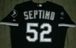 CHICAGO WHITE SOX LEYSON SEPTIMO GAME WORN JERSEY HICKEY & SKOWEON PATCHES 3