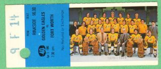1979 - 80 Ticket Stub Chl Salt Lake Golden Eagles Vs.  Ft.  Worth,  Apr 5/80
