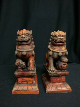 Vintage Solid Foo Dog Sculpture Figure Statue 7 " X 4.  75 " X 3 " Oriental Asian