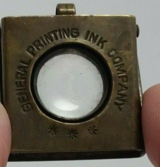Antique West Germany Miniature Advertising Brass Folding Loupe Magnifier Vtg