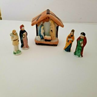 Vintage 5 Piece Hand Painted Miniature Nativity