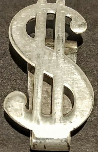 Vintage T & Co Designers 925 Silver Money Clip Dollar Sign Symbol Tiffany