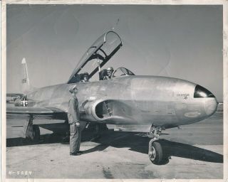 1948 8 X 10 Air Force Press Photo Lockheed Tf - 80c Jet Trainer