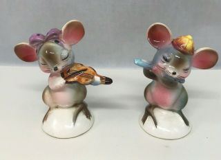 Vintage Py Japan Anthropomorphic Mice Mouse Salt And Pepper Shakers Set 3.  5 "