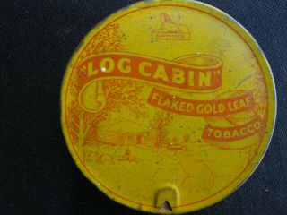 Unusual WD & HO Wills Circular 2 oz Log Cabin Tobacco Tin with Top Perforation 2