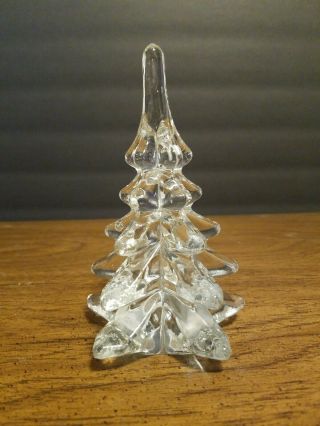 Vintage Approx 5 1/2” Lead Crystal Clear Glass Christmas Tree Holiday Decor