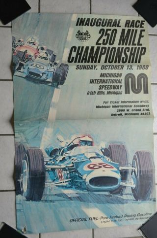1968 Michigan International Speedway Inaugural Usac Racing Poster