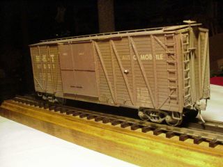 (2) Vintage O - Scale 2 - Rail Wood.  Mkt Auto Carrier & Pensy Refrigerator Cars