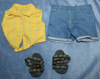Vintage Retired American Girl Pleasant Company Picnic Outfit Shorts Top Sandals