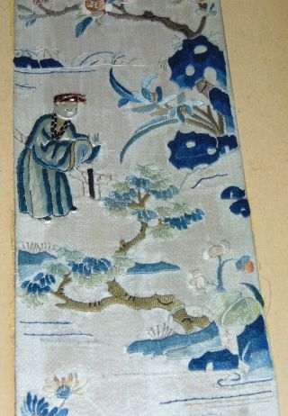 Early Antique Chinese Embroidered Panel People & Scenery