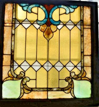 Antique Stained Glass Window 32.  5 X 35 Architectural Salvage