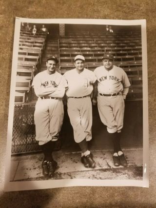 Old Glossy Photo 8x10 Babe Ruth Lou Gehrig Jimmie Foxx Ny Yankees Rare