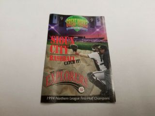 Sioux City Explorers 1995 Minor Baseball Pocket Schedule - Hardee 