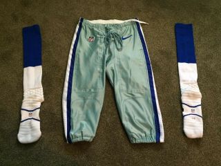 2015 Dallas Cowboys Home Game Issued Sea Foam Silver Pants With Socks