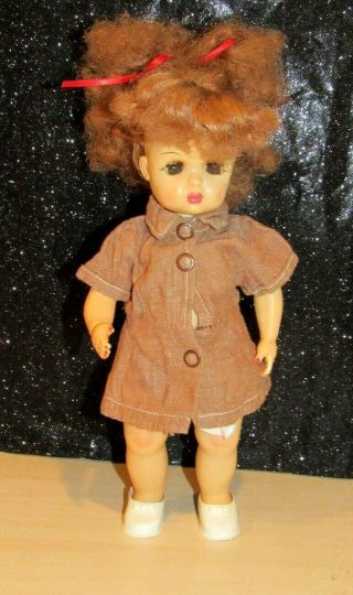Vintage 10” Tiny Terri Lee Redhead Walker Doll 1950s W/tagged Brown Scout Dress
