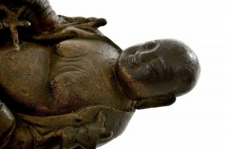 17C Chinese Gilt Bronze Happy Buddha Kid Boy Figurine Figure 2
